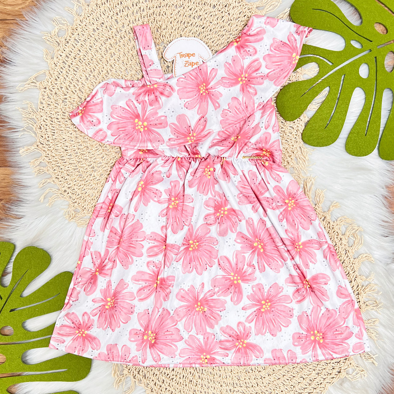 Vestido Floral ombro-a-ombro - Rose